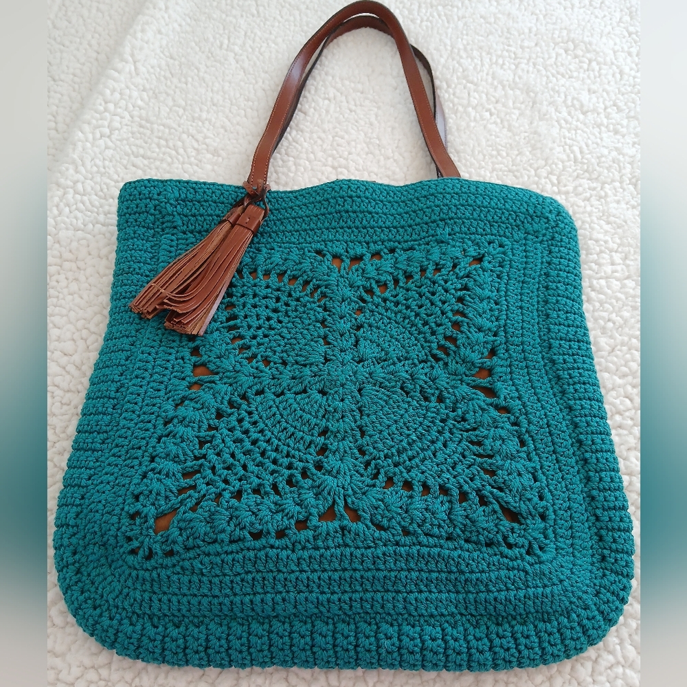 Patricia Nash Teal Crochet ButterflyTote